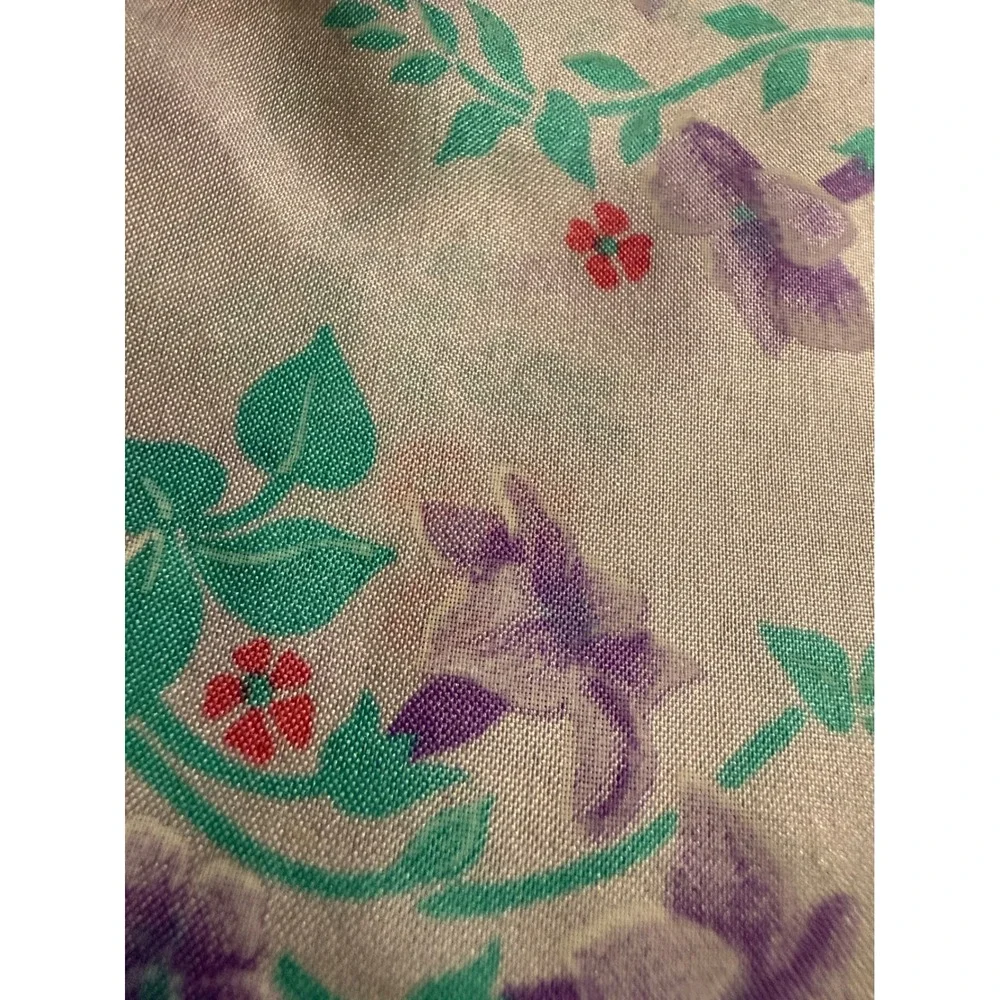 Vintage Floral Satin Scarf‎ Lot of 2 – Pastel Purple & Yellow Spring Easter